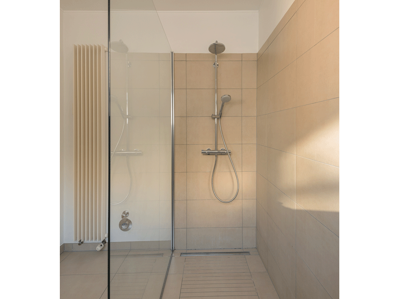 Bathroom interior with modern shower in a colocation Luxembourg.
