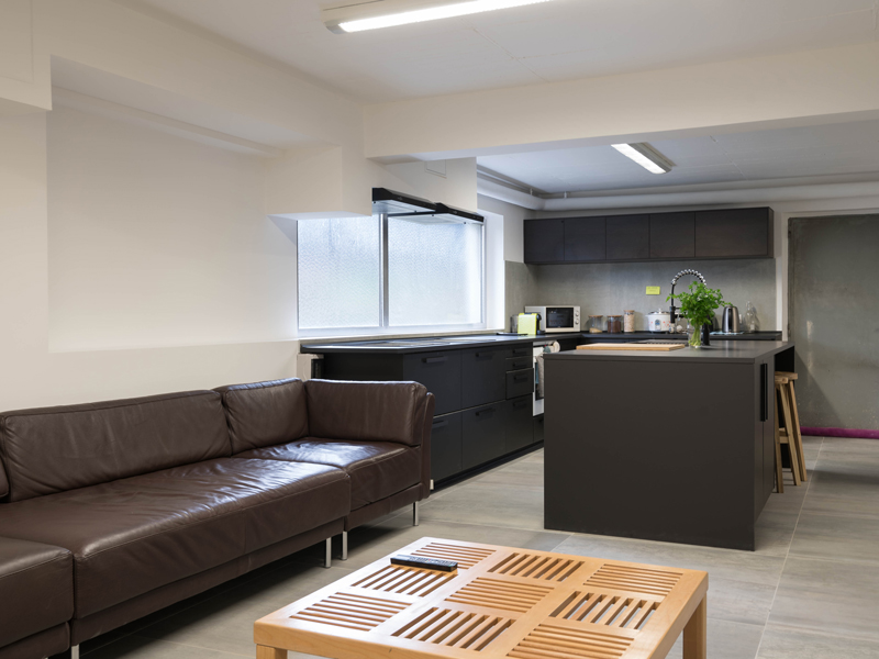 Living room and kitchen in a coliving Luxembourg