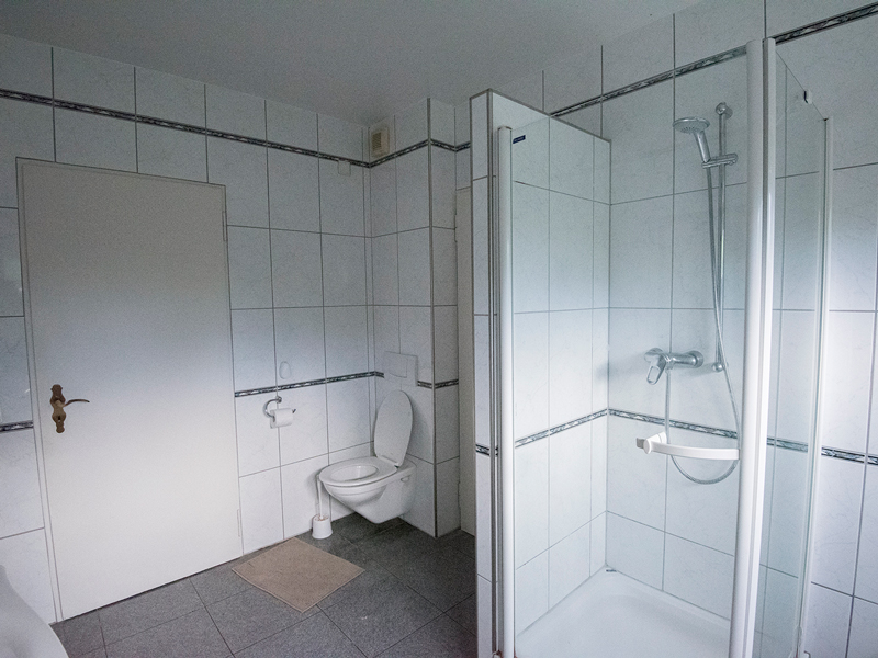 Luxembourg shared house bathroom interior with a shower cabin and a toilet