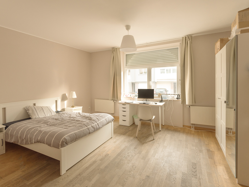 Furnished Room For Rent Luxembourg city, includes double bed, wardrobe, desk, bedside tables