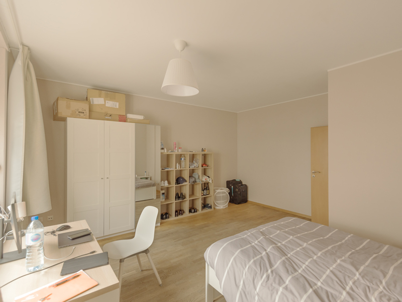 Furnished Room For Rent Luxembourg city, includes double bed, wardrobe, desk, bedside tables, shelf