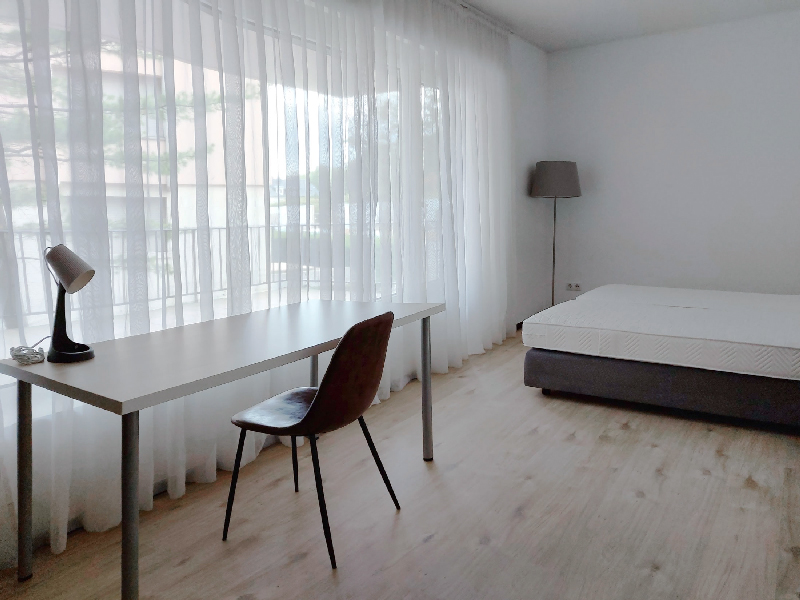 Furnished room rent Luxembourg with a large window and a balcony